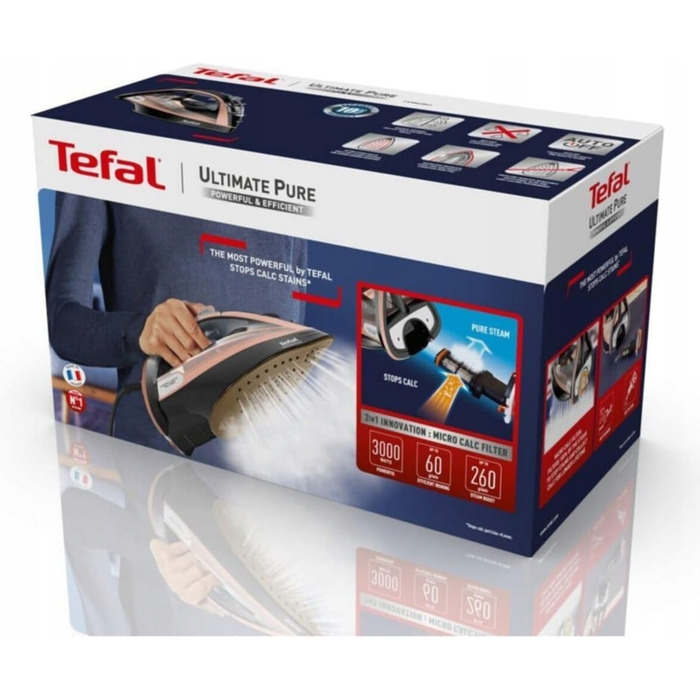 Парова праска Tefal Ultimate Pure 3200 Вт, з системою захисту від крапель та функцією автовимкнення