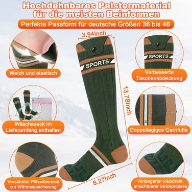 Гріючі шкарпетки з підігрівом, 8000 mAh, USB, з керуванням через додаток, для жінок та чоловіків, теплі зимові шкарпетки, різні кольори