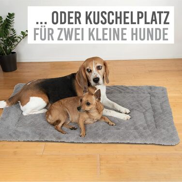 KaraLuna Dog Mat 80 x 55 cm for home & on the go | Washable | 3 sizes available | Dog blanket, dog cushion, padded dog blanket, fluffy (Large, Brown)