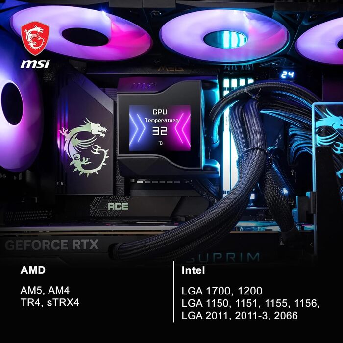MSI MAG CoreLiquid I AIO: Система водяного охолодження ЦП з RGB підсвіткою (360 мм)