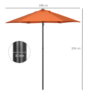 Outsunny Parasol Ø196 cm, Rotating Parasol with Tilt Function, Hexagonal Balcony Parasol Beach Parasol Windproof, Stable Market Parasol Crank Parasol Sun Protection for Beach, Balcony, Garden, Orange | Aosom