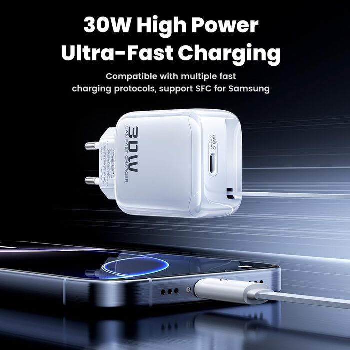 Зарядний пристрій USB-C toocki GaN 67W з LED дисплеєм та вбудованим кабелем 30W для MacBook, iPhone 17 Pro Max, Samsung Galaxy S24 Ultra/S23, Nintendo Switch, ноутбуків та смартфонів