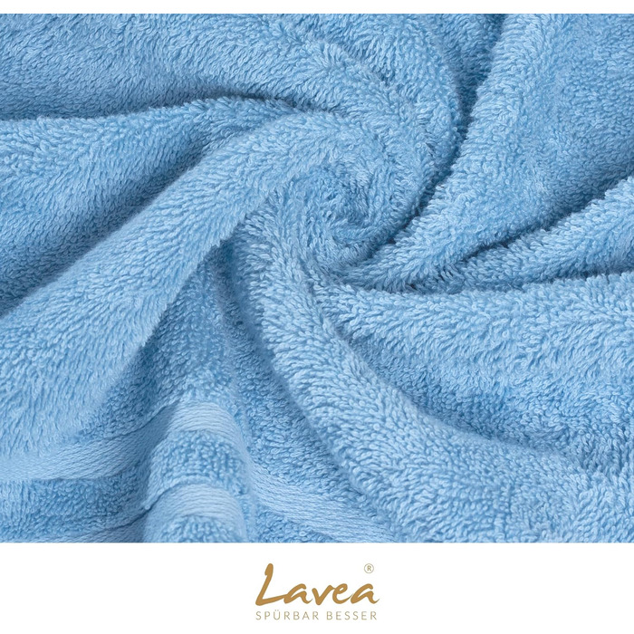 Набір банних рушників Lavea Elena (4 шт.), 100% бавовна, м'яка махрова тканина, 70x140 см, колір дельфін-синій та срібний