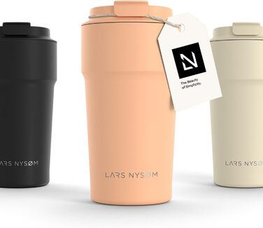 Термокружка для кави та чаю Lars Nysøm 380 мл | Зі сталі, з ізоляцією, не протікає | Ідеально для подорожей