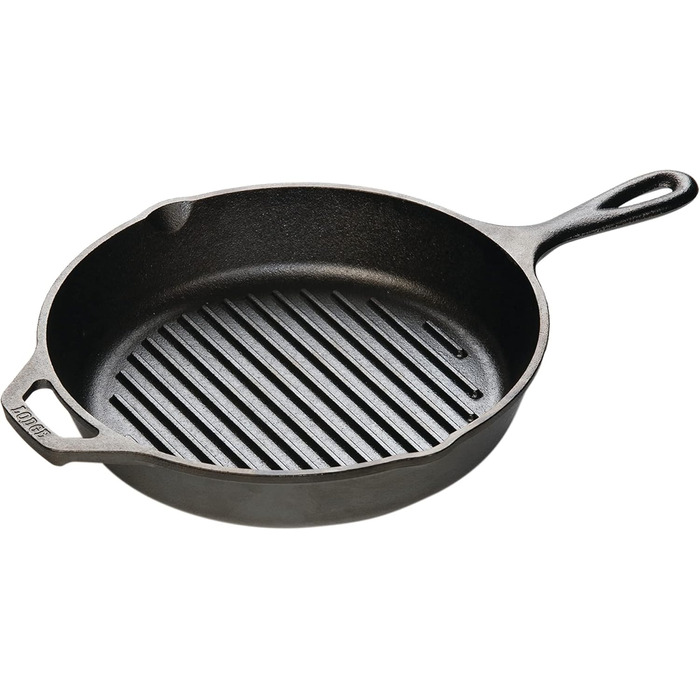 Lodge Griddle Pan 26cm (10.25 Inch), Height 5cm, Cast Iron, Round with Handle, Black (1 Piece)