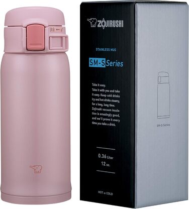 Zojirushi Stainless Steel Thermobecher - Insulated Flask, Leak-Proof, 355ml - Blue & Pearl Pink
