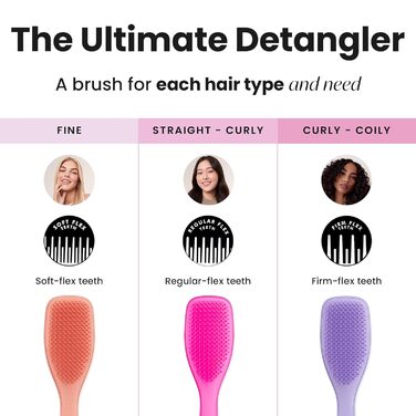 Тангл Тізер Ultimate Detangler – Щітка для волосся для мокрого та сухого волосся. Розплутування, всі типи волосся, чорний (Runway Pink)