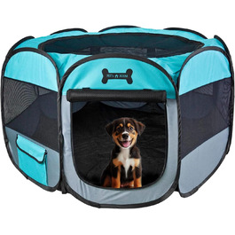 Вольєр для цуценят Petigi XL, 115x115x65 см, 8-кутна клітка для собак, кроликів, морських свинок, котів, рожевий/зелений колір