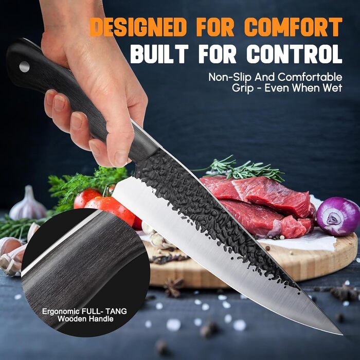 Ніж Santoku Purple Dragon професійний кухонний, сталь високовуглецева, 18.6 см - для м'яса та овочів, ергономічна ручка