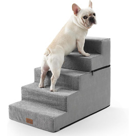Сходи для собак, 5 сходинок, з щільного пінополіуретану, для ліжка, дивану, софи, 60 см, знімна, для котів та літніх/травмованих собак (сірий, 50x75x60, 5)