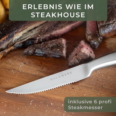 Waldwerk 7-Piece Knife Set with Block & Sharpener - Acacia Wood Block Set - Premium Kitchen Knife Set