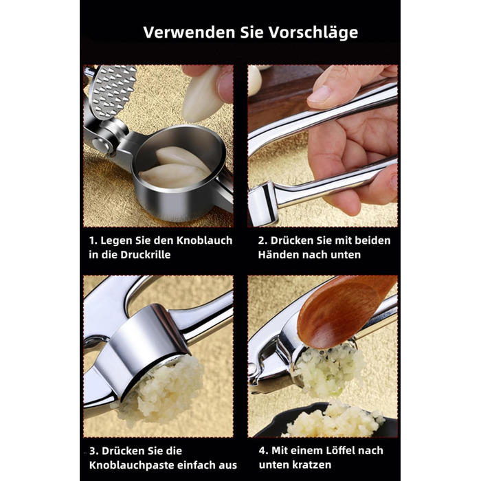 Пресс для часнику - високоякісний кухонний інструмент з ергономічним важелем для ефективного подрібнення часнику
