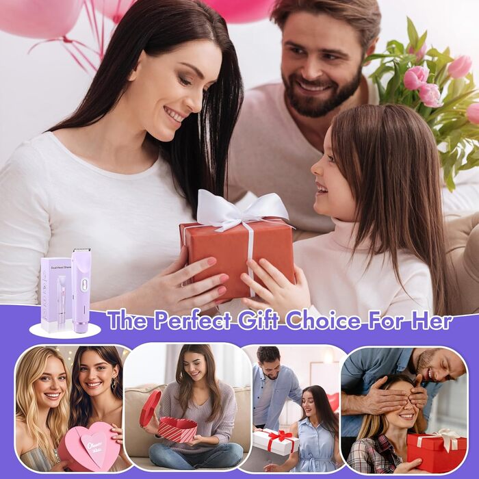 Електричний жіночий тример 2-в-1 для обличчя, тіла та брів, водонепроникний, фіолетовий