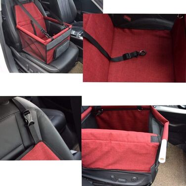 Автокрісло для собак та котів Haustier: дихаючий, водонепроникний чохол з лінійкою безпеки, для маленьких цуценят, авто-захист, переноска (червоний)