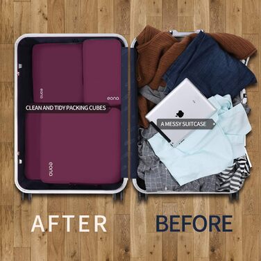 Органайзери для подорожей Eono (4 шт.) - компресійні куби для пакування валізи, сет для організації багажу, для рюкзака та валізи