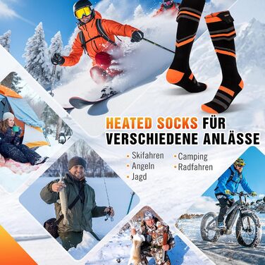 Гріючі шкарпетки для жінок та чоловіків, 7000mAh, 4 режими нагріву, для зимових видів спорту (лижі, піші прогулянки, велоспорт), розмір 36-43