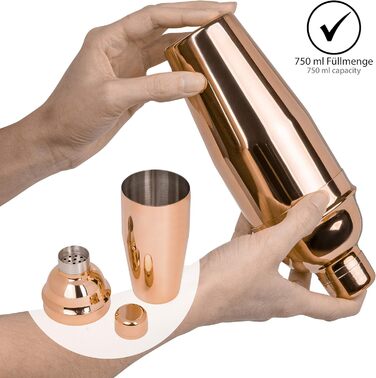 ONVAYA® Cocktail Set in Rosé-Gold | Cocktail Gift Set with Bamboo Holder | Cocktail Shaker Set | Professional Bartender Set | Moscow Mule Mugs (Cocktail Set)