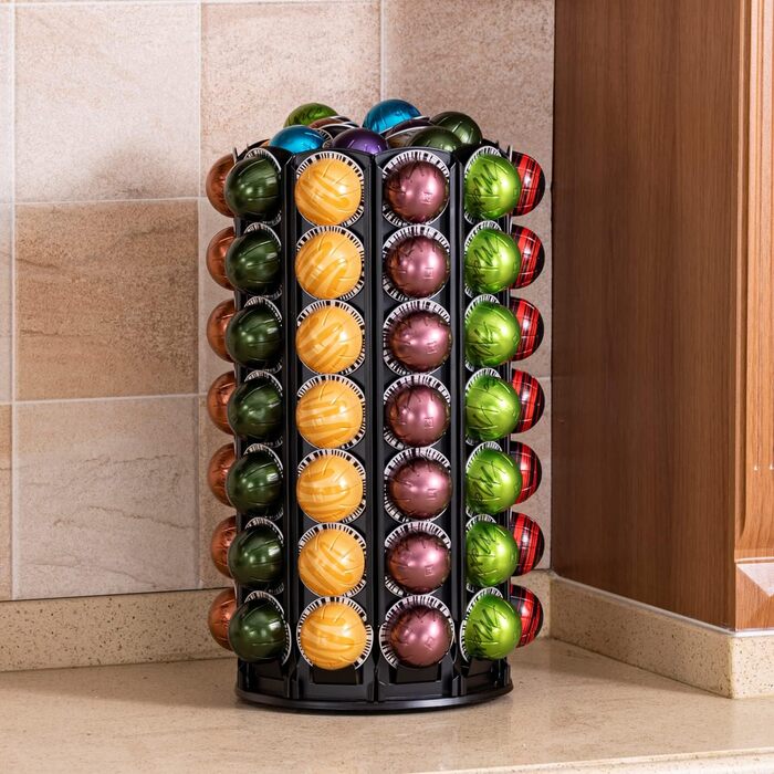 Підставка для капсул Nespresso та кавових падів Vertuo, карусель на 100+ капсул, чорна