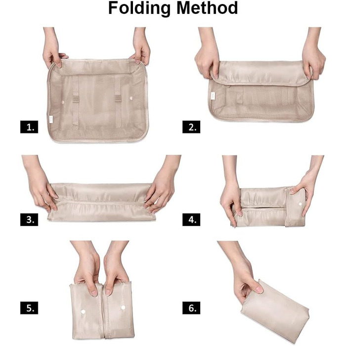 Органайзер для валізи OSDUE, набір 6 шт. (рожевий/бежевий), Packing Cubes, водонепроникні сумки для подорожей