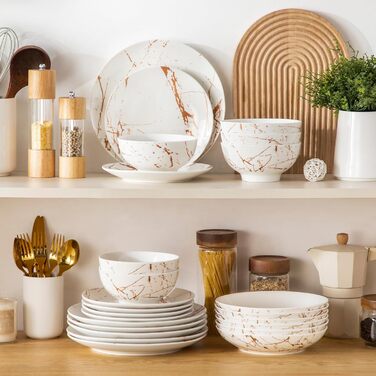 LOVECASA Sweet: Сервіз Porzellan Daphne 32-елементний, з золотим декором, для 8 осіб (білий)