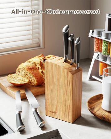 Набір кухонних ножів Messerblock Set, 7 предметів: професійний набір ножів з бруском, німецькі леза з високоякісної нержавіючої сталі, ергономічні ручки, для дому