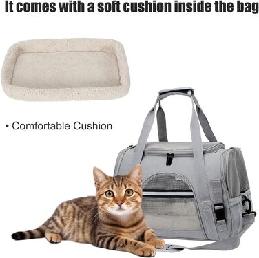 Транспортна сумка для тварин з підстилкою з флісу, для котів та маленьких собак до 10 кг, сірого кольору
