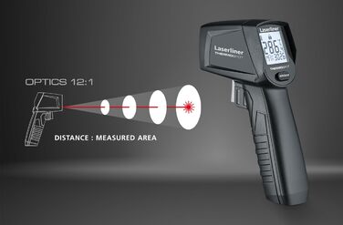 Лазерний термометр Laserliner ThermoSpot: вимірювання температури від -38°C до 365°C, 8-точкова лазерна точка, Auto-Hold, MAX-індикатор