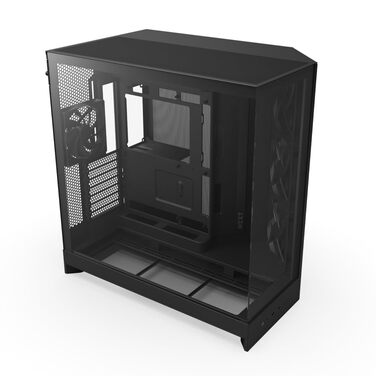 Корпус ПК NZXT H9 Flow 2025 – великий Mid-Tower з двома камерами, чорний – 3 x 140мм та 1 x 120мм вентилятори, підтримка радіатора 420мм, загартоване скло, Back-Connect