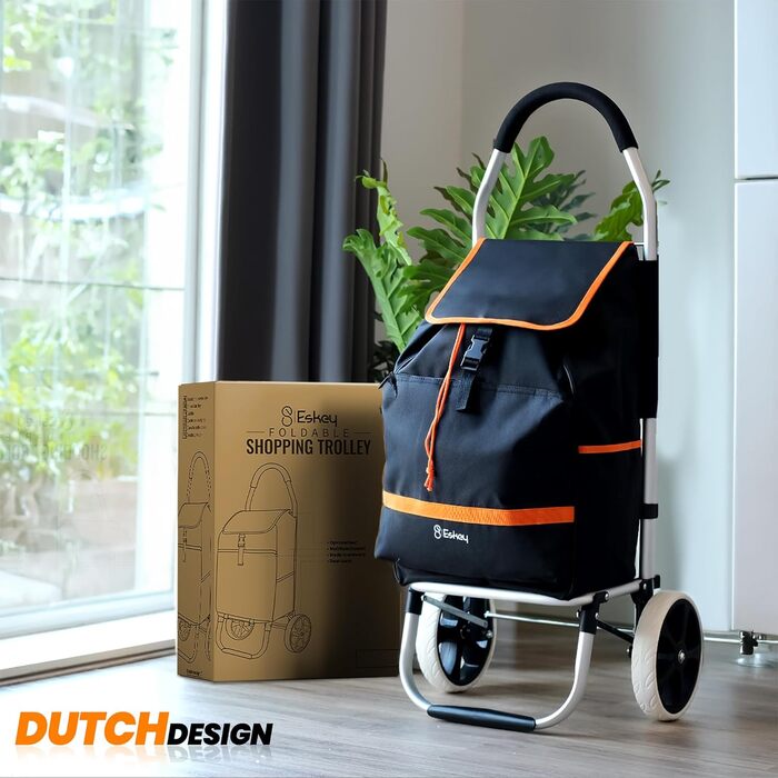 Тролей для покупок Eskey з термокишенею – складаний, водонепроникний, 50L (Чорний)