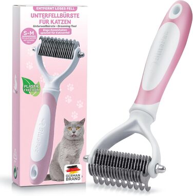 Щітка для собак та котів з довгим хутром BluePet, видаляє підшерстя та ковтуни, захист верхнього шару, рожева