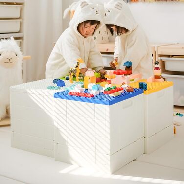 Складна коробка для зберігання з кришкою-платформою для Duplo, 25 л, SHIMOYAMA, синя, для конструктора Lego Duplo, пластиковий контейнер, штабельований, багатофункціональний