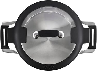 Каструля RÖSLE SILENCE PRO 24 см, універсальна, нержавіюча сталь 18/10, скляна кришка, індукційна, з внутрішньою шкалою, для плити, срібляста/чорна