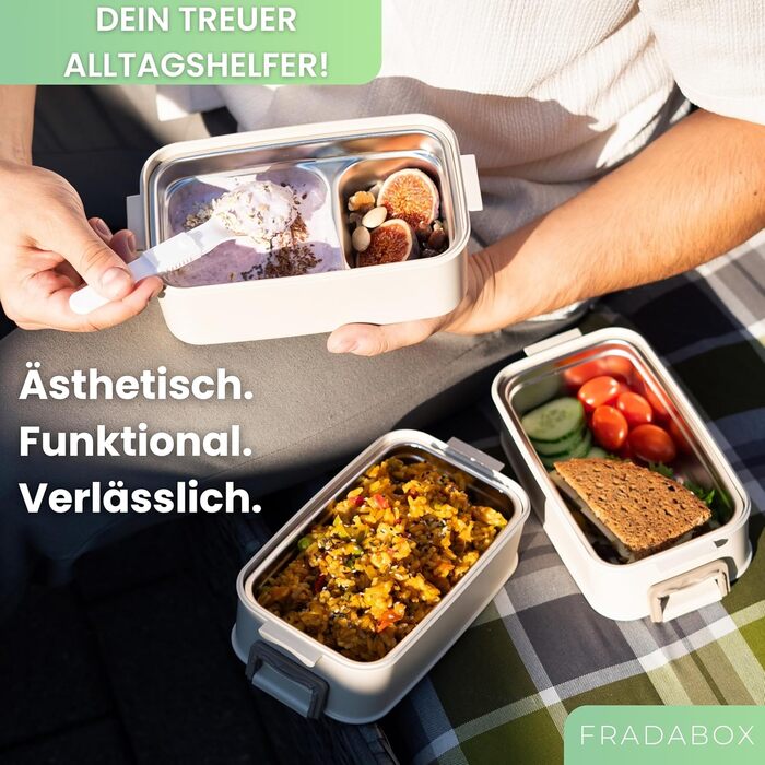 Бенто-ланчбокс 'Robin' 2700мл, 3 секції з приборами та відсіками, преміум нержавіюча сталь, BPA-free, велика ланчбокс для дорослих, Meal Prep, витокозахисний, підходить для мікрохвильової печі