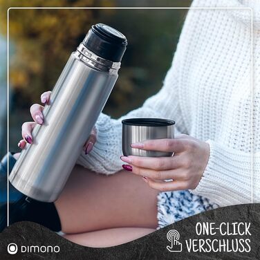 Термос із нержавіючої сталі з чашкою та щіткою; термос-каністра з подвійними стінками, ізольована, не протікає, придатна для миття в посудомийній машині, BPA-free + щітка для чищення; зберігає напої гарячими та холодними (сріблястий - 500 мл)