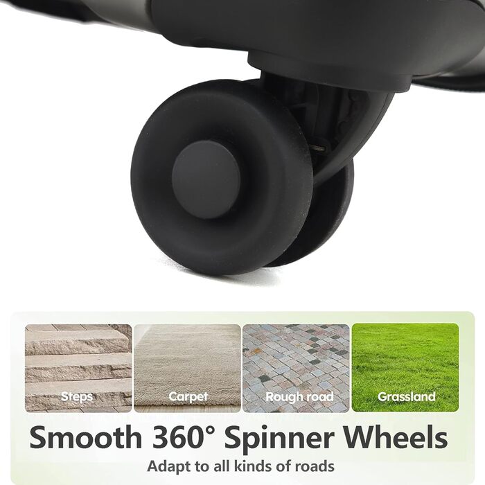 Набір валіз TydeCkare 20/28' (55/66/76 см): 20' ручна валіза з кишенею для ноутбука, 28' велика валіза 101л, ABS+PC, з TSA замком, помаранчевий (темно-сірий), 3 шт.