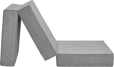 Badenia Trendline Foldable Guest Mattress with Durable Microfiber Cover, Öko-Tex Certified, 196 x 65 x 8.5 cm Sleeping Area, produced according to German quality standards. Height 8.5 cm (Light Gray - Cord, Height 15.5 cm)