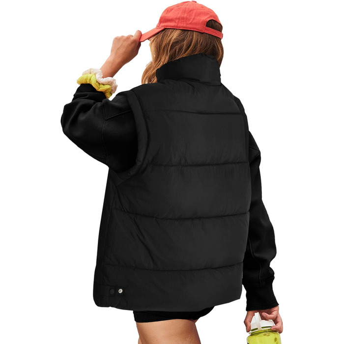 Жіноча велика пухова жилетка SenSeryse, стегана, з блискавкою, об'ємні куртки, верхній одяг з кишенями, чорна