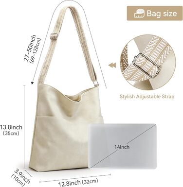 Сумка Kalidi Shopper для жінок, велика сумка-тоут, екошкіра, бежева. Для коледжу, школи, роботи, подорожей, шопінгу