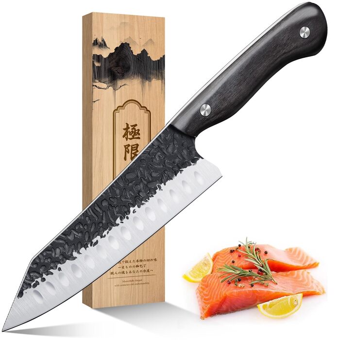Ніж Santoku Purple Dragon Professional 10 см - сталевий ніж для м'яса та овочів з ергономічною ручкою