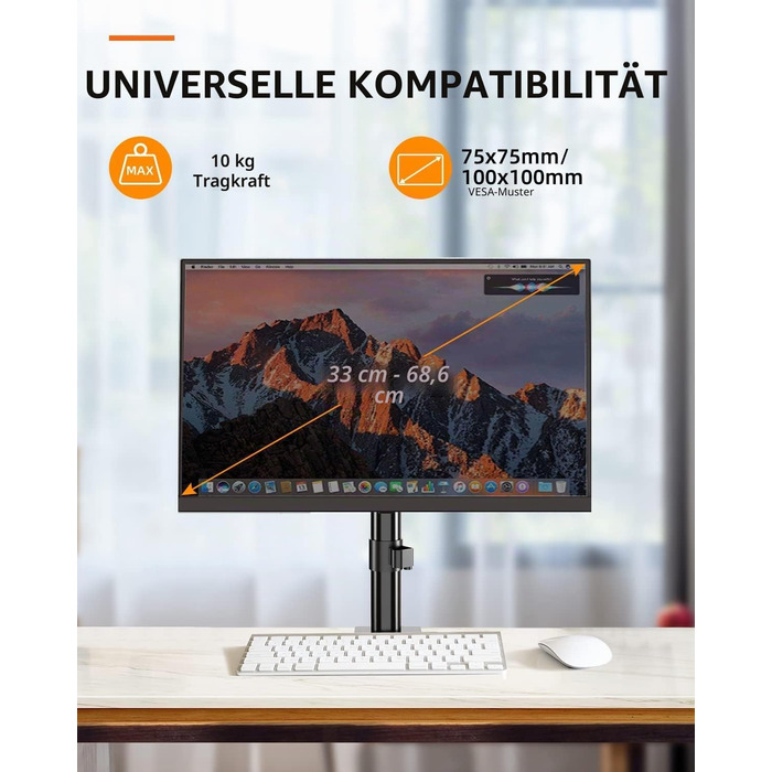 Кронштейн для монітора Suptek для LCD LED екранів 13-27 дюймів, регульований за висотою настільний тримач, VESA 75/100, до 10 кг, чорний