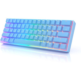 Механічна клавіатура HK Gaming GK61: 61 програмованих клавіш, RGB-підсвічування, сумісна з Windows/Mac, QWERTY, Hotswap, перемикачі Gateron Black, Malibu
