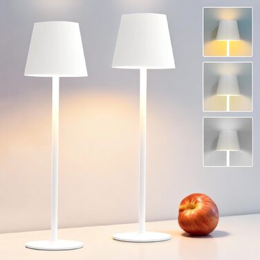 Настільна LED лампа DEELUX акумуляторна, диммована, бездротова, з USB-C, 3 режими світла (2700K/3600K/5000K), водонепроникна IP44, бежева (2 шт.)