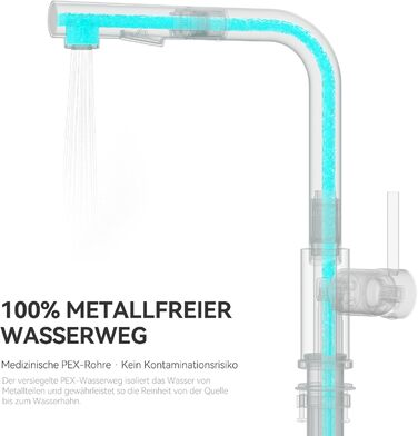 Змішувач кухонний CECIPA висувний з душем, нержавіюча сталь, 2 режими, 360° оберт, матовий чорний