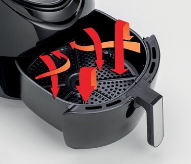 Ariete Air Fryer XXL 4618, Hot Air Fryer 7 Liter, 60-Minute Timer, LCD and Touchscreen with 7 Cooking Levels, Maximum Temperature 200° C, Capacity 2.5Kg, 1800W, Black Black