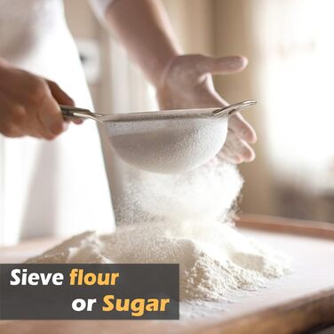 Набір сит кухонних, 3 шт. (8, 16, 18 см), нержавіюча сталь. Сито для борошна, макаронів, кіноа з неслизькими, ізольованими ручками. Набір сит з дрібною сіткою з пластиковою ручкою