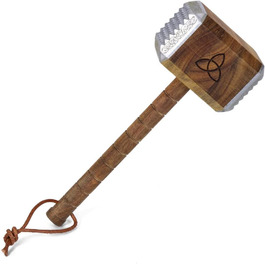 М'ясний молоток Thor Mjölnir getDigital з акації, алюмінієві насадки, руни