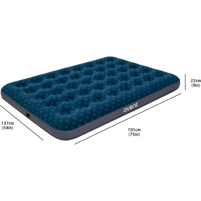 Надувний матрац Avenli для кемпінгу 1-2 особи, 191x137x22 см, зелений, флоксове покриття - гостьовий матрац для дому та подорожей
