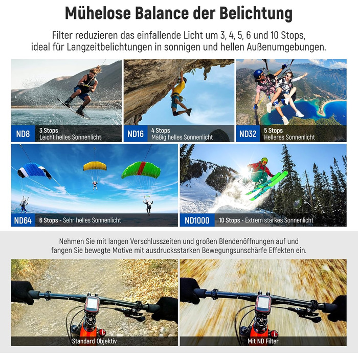 Фільтри NEEWER CPL ND для GoPro Hero 13 12 11 10 9: комплект 6 шт. (CPL, ND8, ND16, ND32, ND64, ND1000)