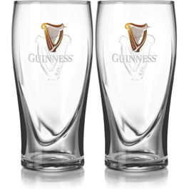 Набір з двох склянок для пива Guinness з логотипом та дизайном арфи, 568 мл (2 шт.)