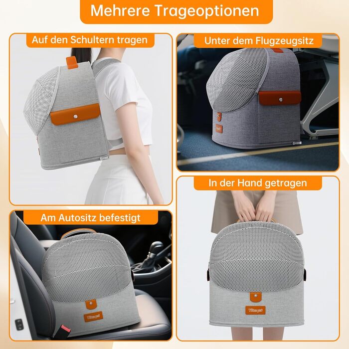 Розширюваний рюкзак для котів - рюкзак-переноска для тварин з дихаючою сіткою 4D, рюкзак для собак та котів до 12 кг (Сірий)